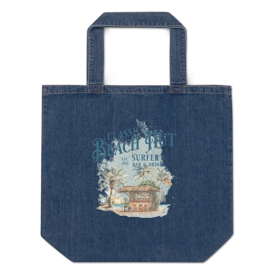 Beach Hut Organic Denim Tote Bag