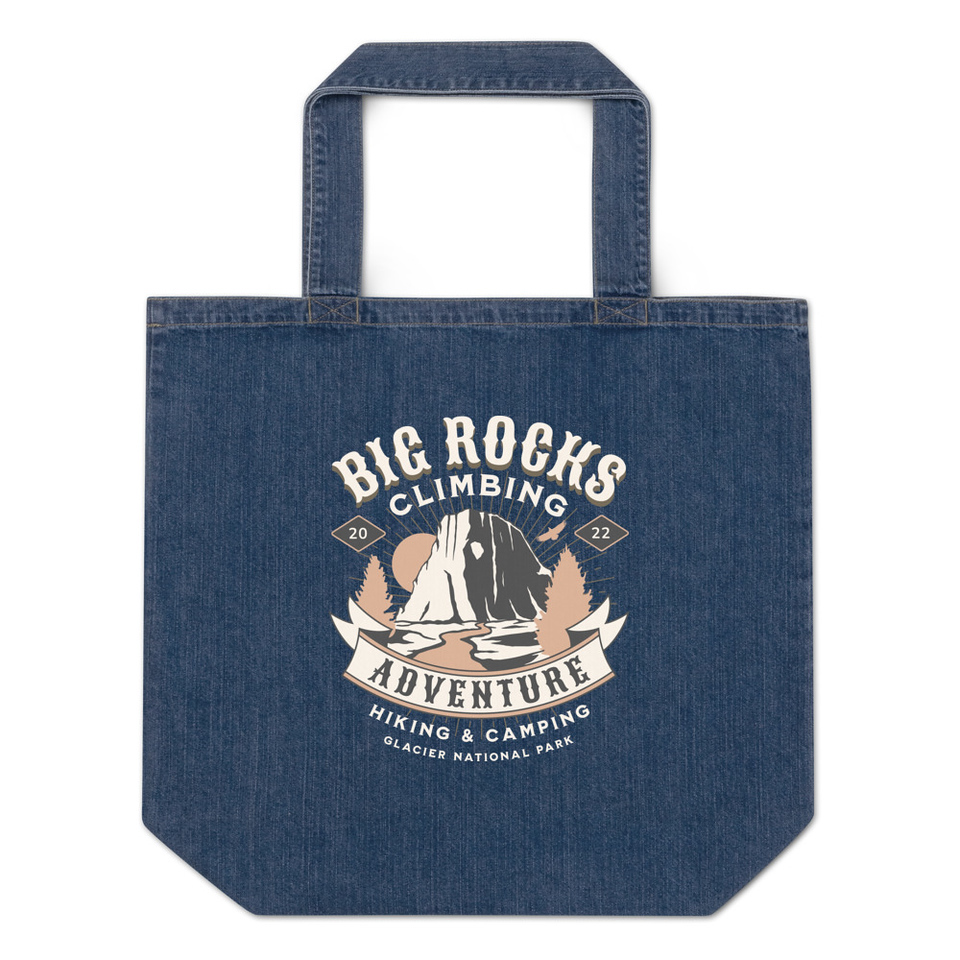 Big Rocks Climbing - Outdoor Adventure Organic Denim Tote Bag