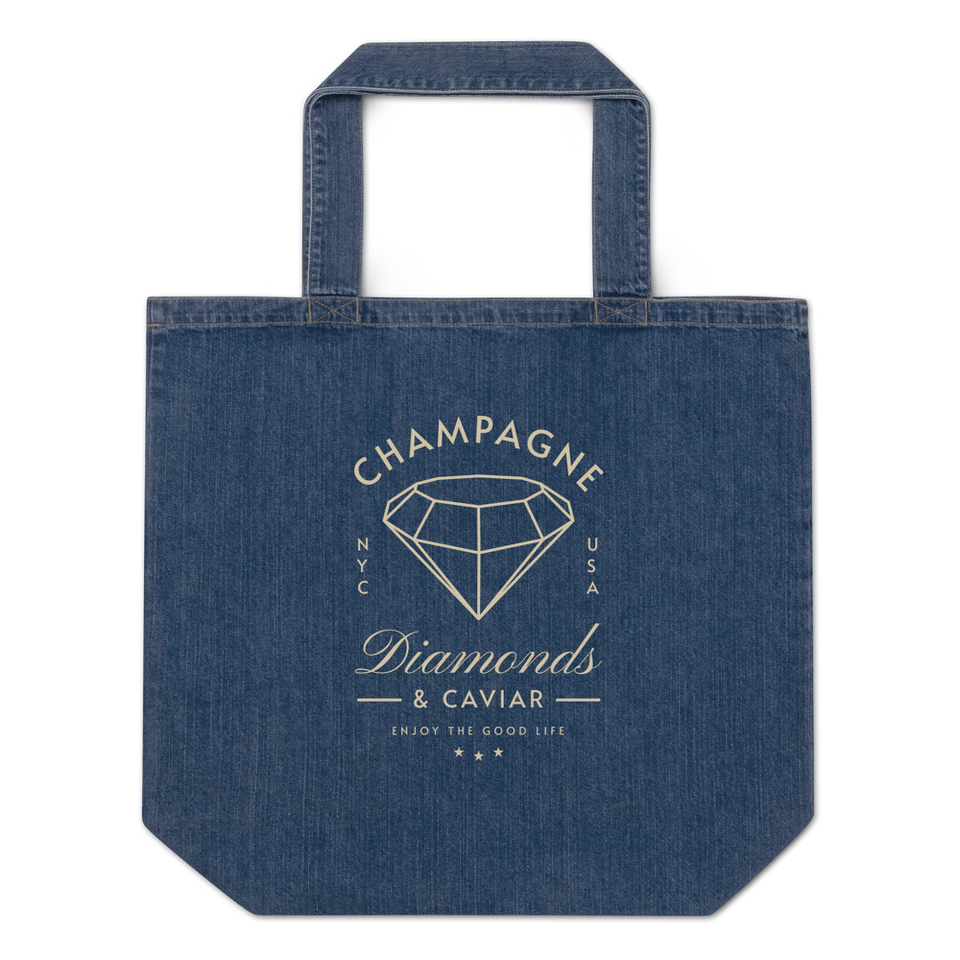 Black Diamonds - Elegant Organic Denim Tote Bag