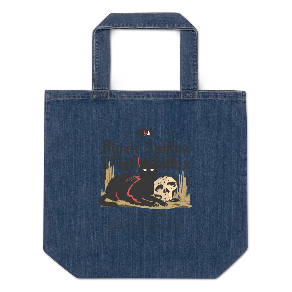 Black Sphinx Organic Denim Tote Bag