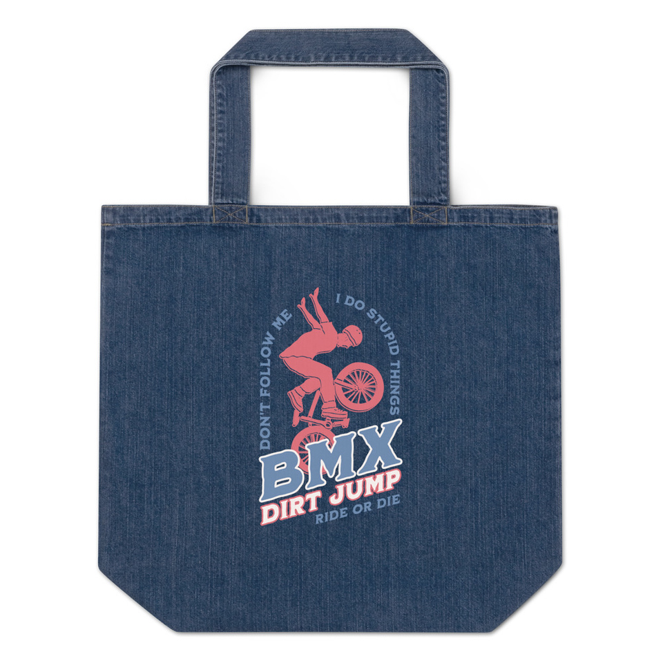 BMX Dirt Jump - Extreme Sports Organic Denim Tote Bag