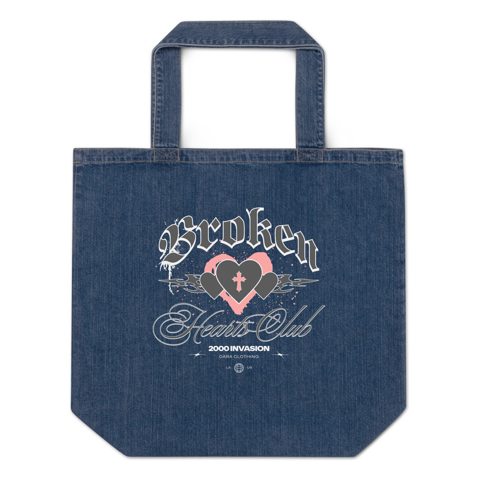 Broken Hearts Club Organic Denim Tote Bag