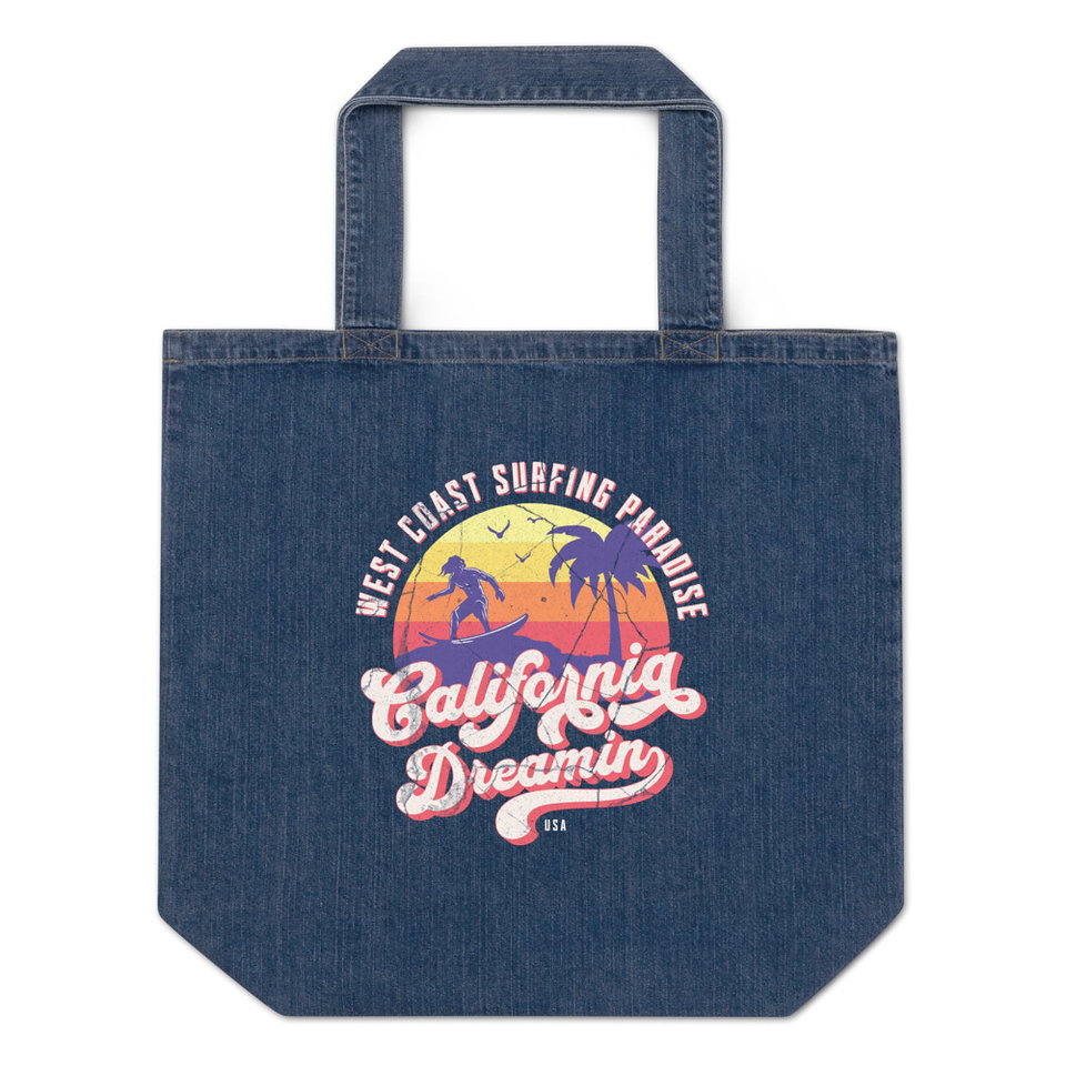 California Dreamin - Beach & Surf Organic Denim Tote Bag