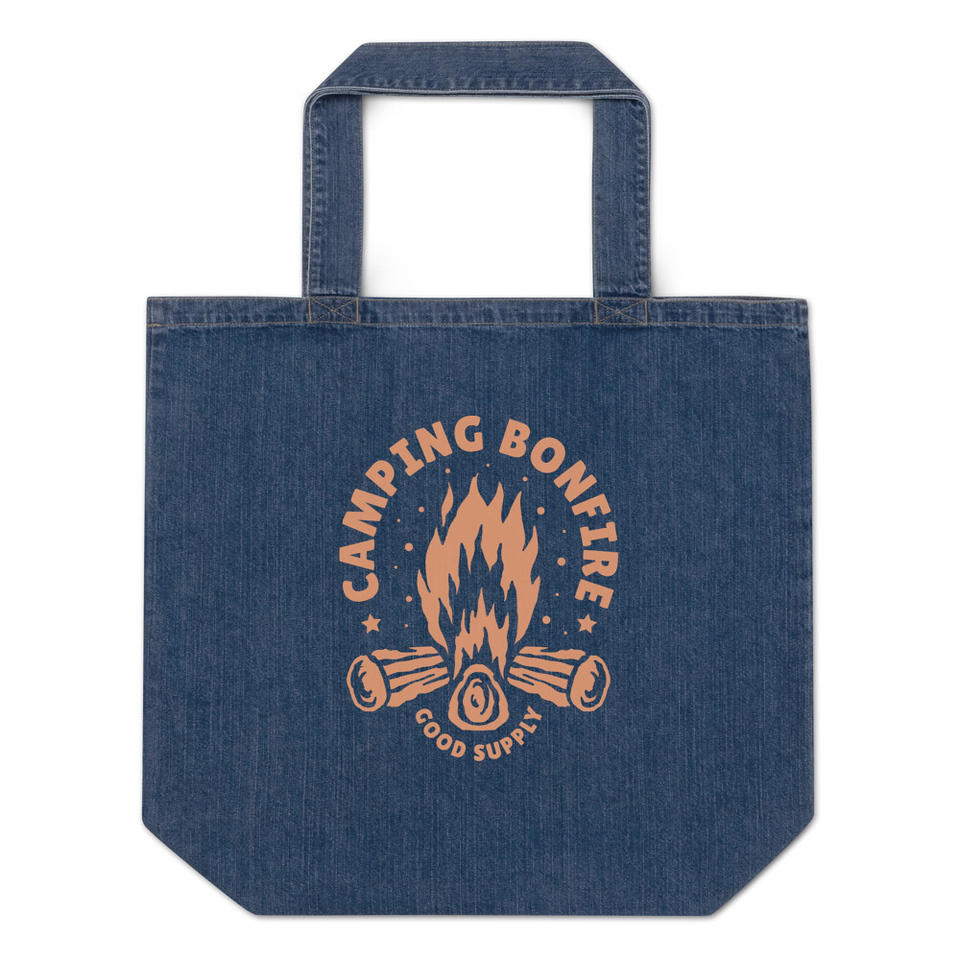 Camping Bonfire - Firewood Organic Denim Tote Bag