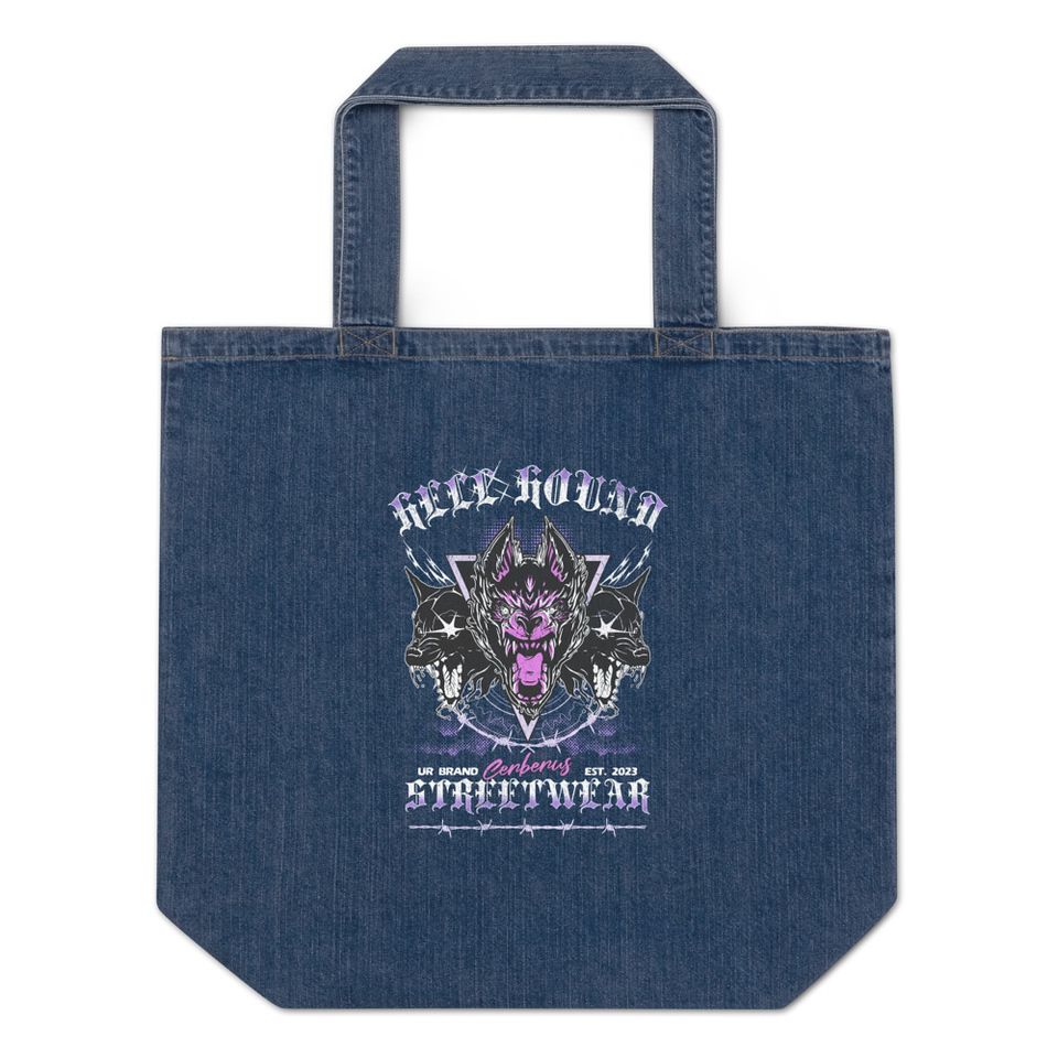 Cerberus Hell Hound Streetwear - Dark Aesthetic Organic Denim Tote Bag