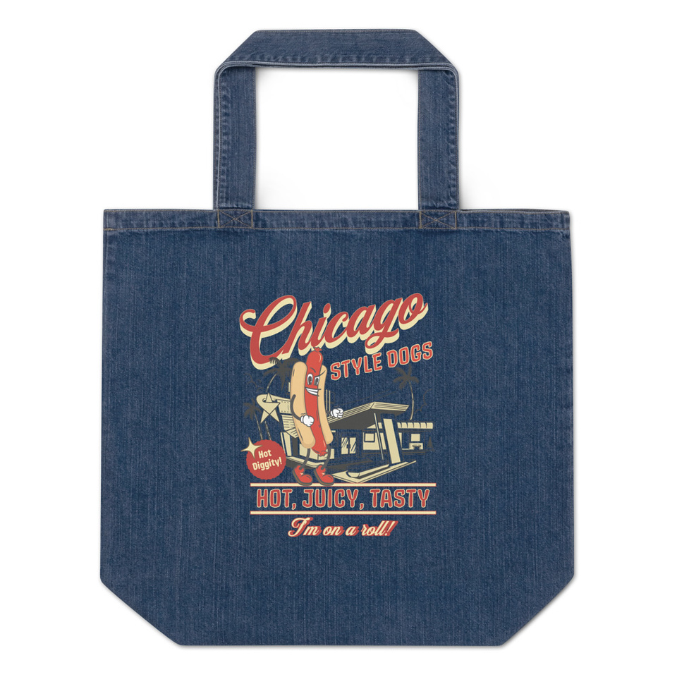 Chicago Style Hot Dogs Organic Denim Tote Bag