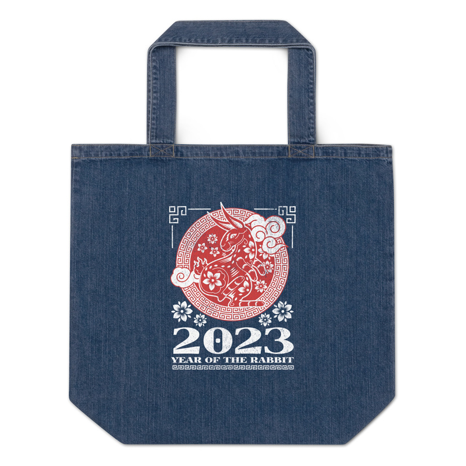 Chinese Lunar Year - Rabbit Organic Denim Tote Bag