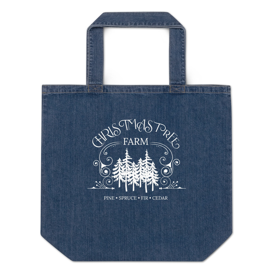 Christmas Tree Farm Organic Denim Tote Bag