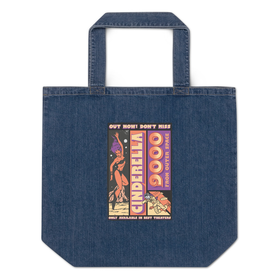 Cinderella 9000 - Retro Astronaut Organic Denim Tote Bag