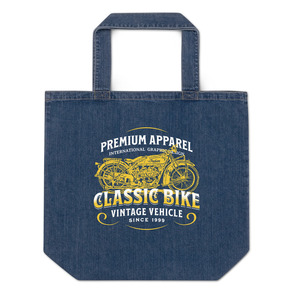 Classic Bike Organic Denim Tote Bag