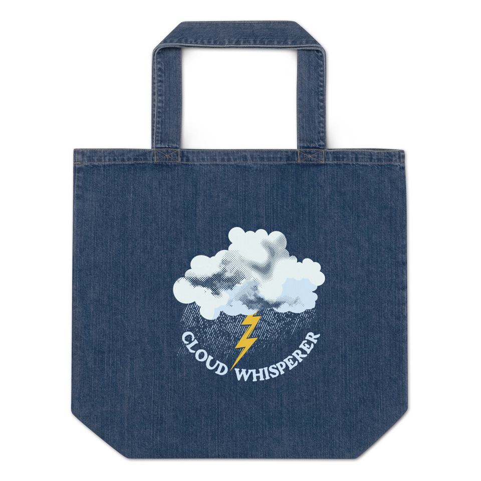 Cloud Whisperer - Rainy Weather Organic Denim Tote Bag
