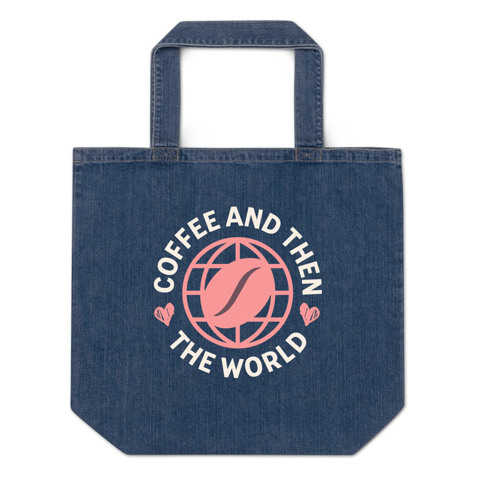 Coffee and Then The World - Earth Organic Denim Tote Bag