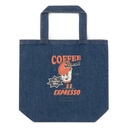Coffee Break Cartoon Retro 90s  Organic Denim Tote Bag