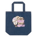 Coffee is Happiness - Retro Cartoon Mascot Organic Denim Tote Bag