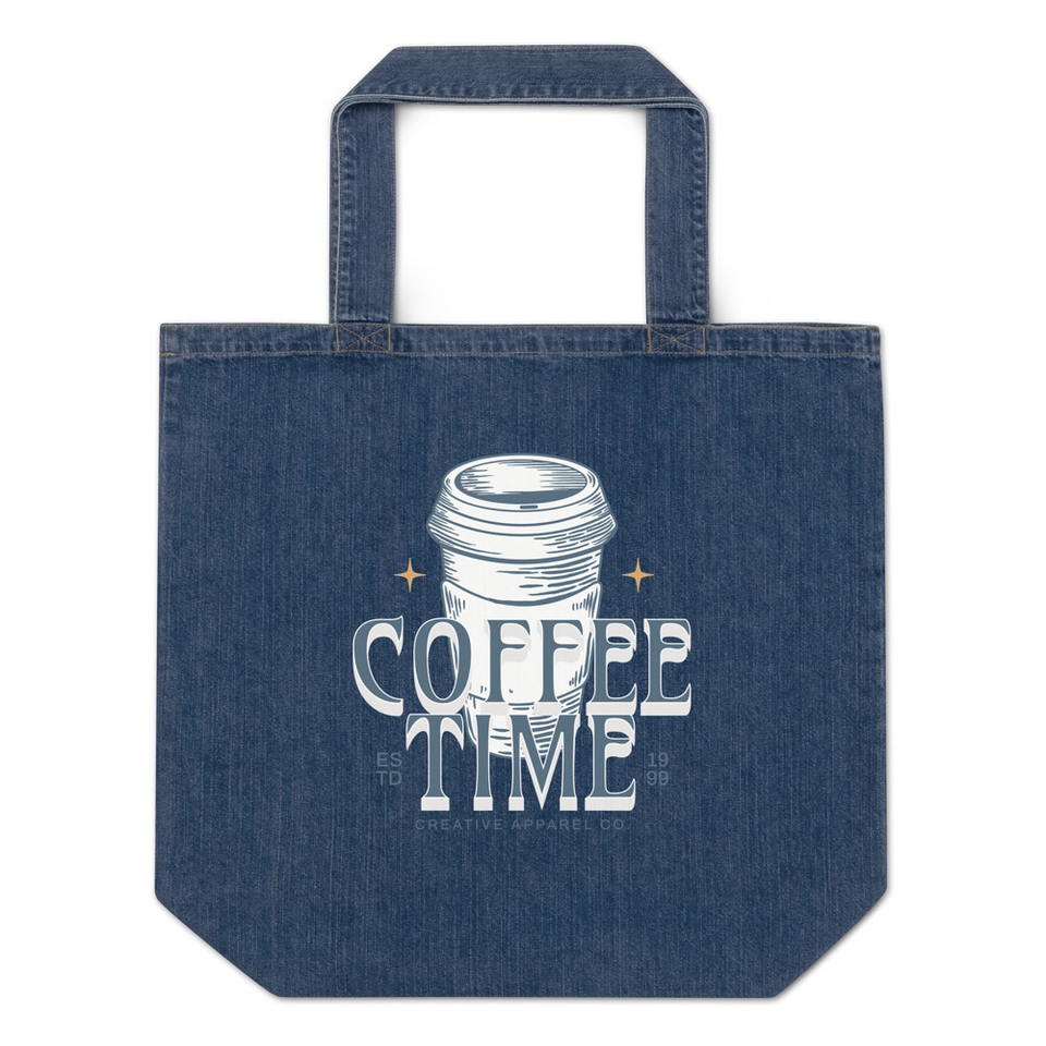Coffee Time Organic Denim Tote Bag
