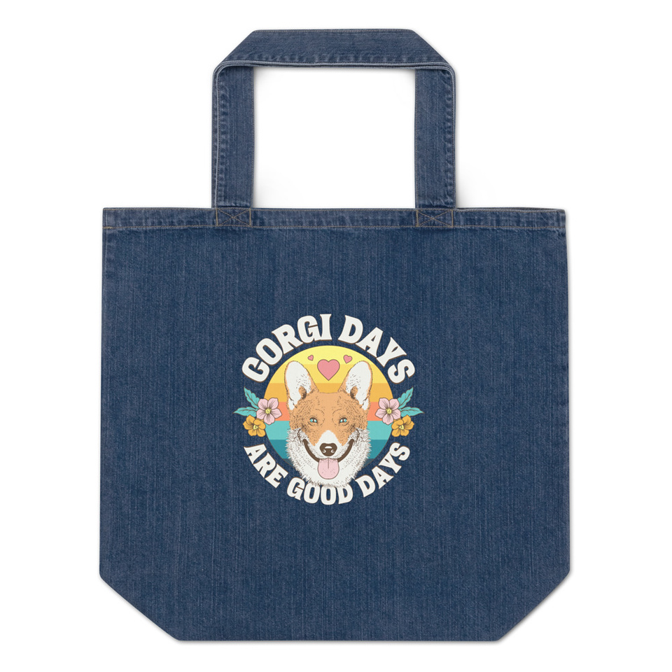 Corgi Days - Funny Animal Organic Denim Tote Bag