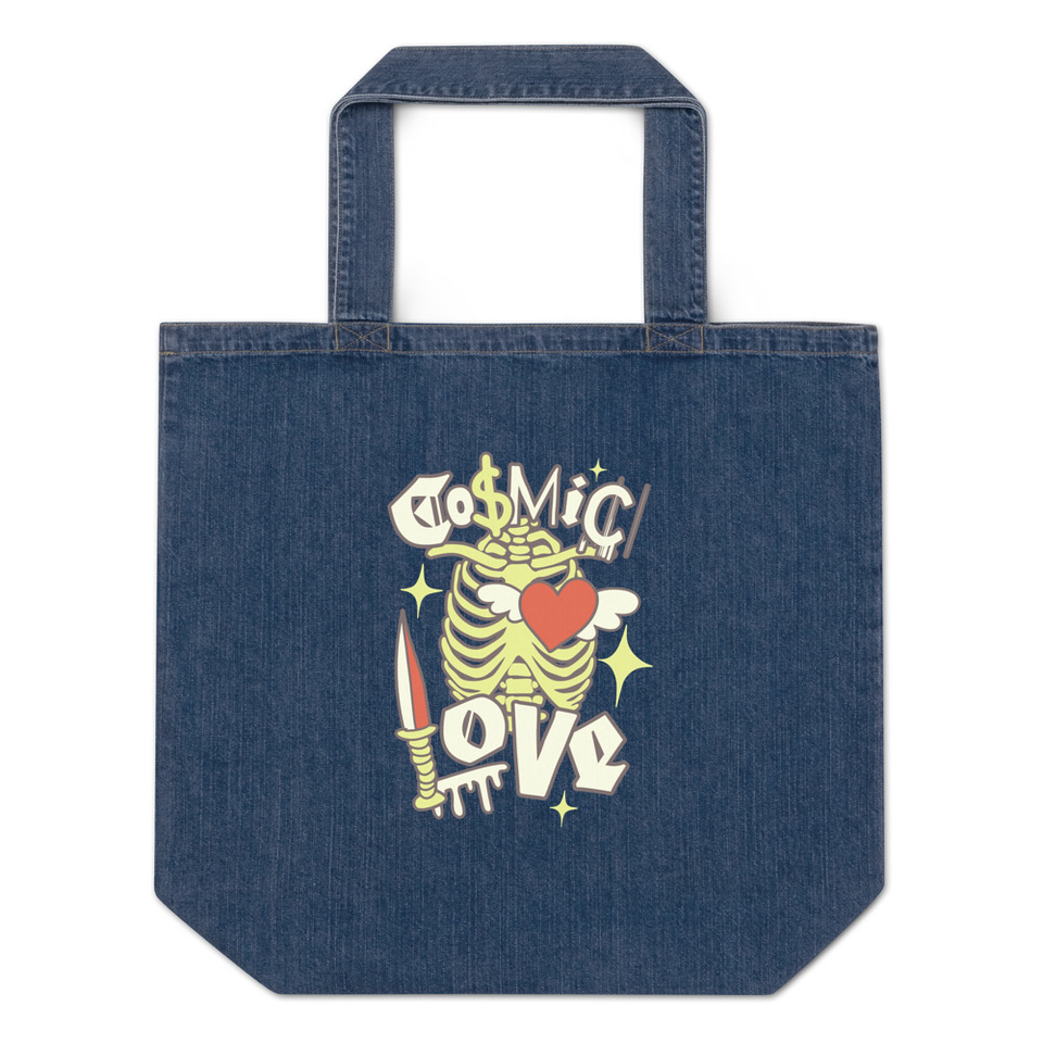 Cosmic Love (2) Organic Denim Tote Bag