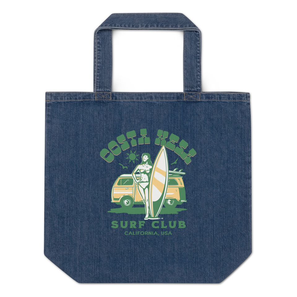 Costa Mesa Surf Club - Campervan Organic Denim Tote Bag
