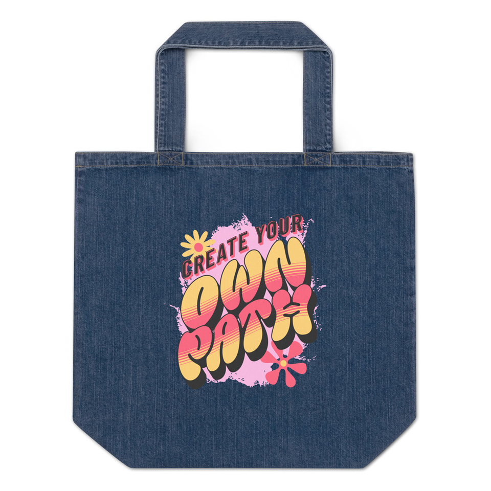 Create Your Own Path Organic Denim Tote Bag