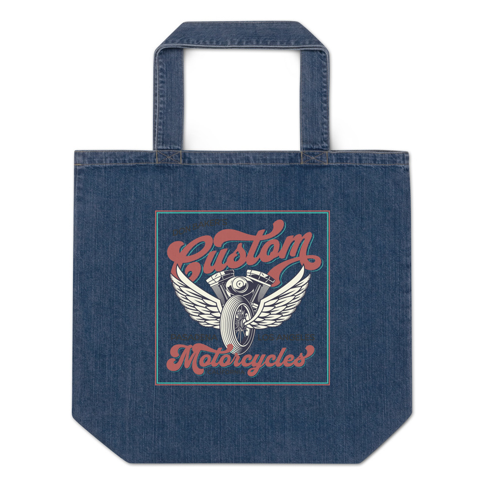 custom motorcycle  Organic Denim Tote Bag