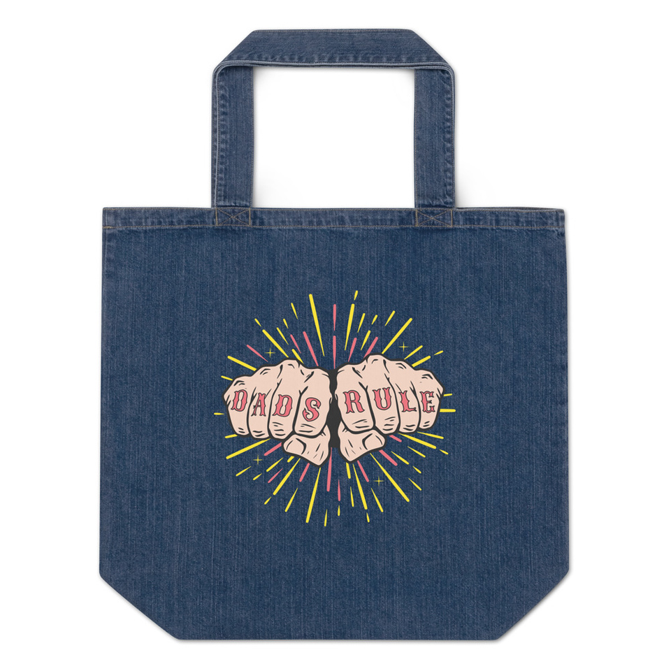 Dads Rule Organic Denim Tote Bag