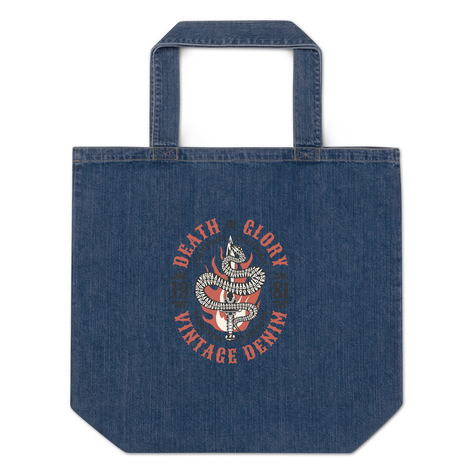 Death or Glory - Sword Snake Organic Denim Tote Bag