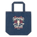 Death Skull - Flower Organic Denim Tote Bag