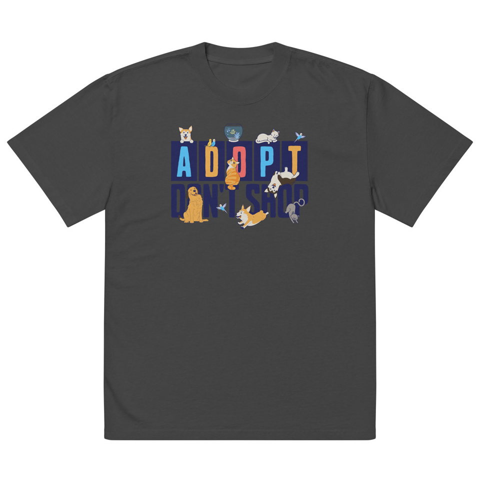 Adopt a Pet - Cute Animal Oversized Faded T-Shirt