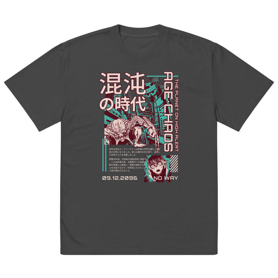 Age of Chaos - Japanese Anime Oversized Faded T-Shirt