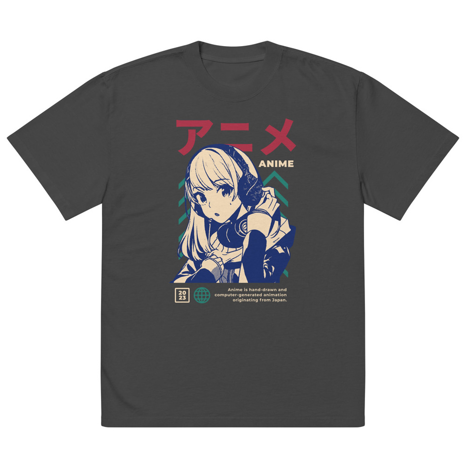 Anime Girl Oversized Faded T-Shirt