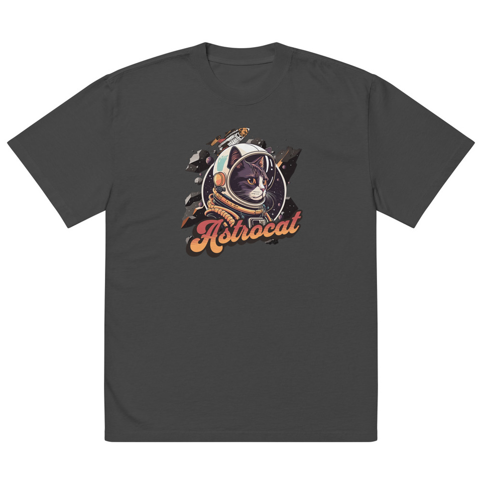 Astrocat - Retro graphic Oversized Faded T-Shirt