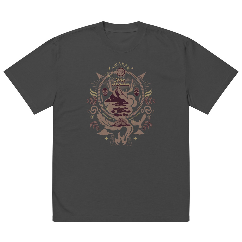 Awaken The Senses - Coffee Beans Oversized Faded T-Shirt