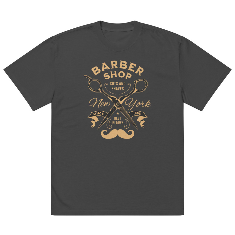 Barber Shop Cuts & Shaves - Scissor Oversized Faded T-Shirt