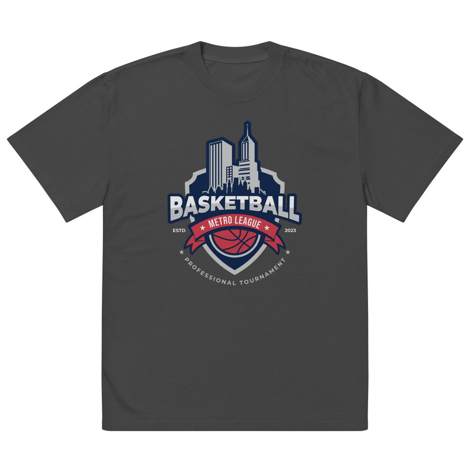 Basketball Sports Logo Oversized Faded T-Shirt
