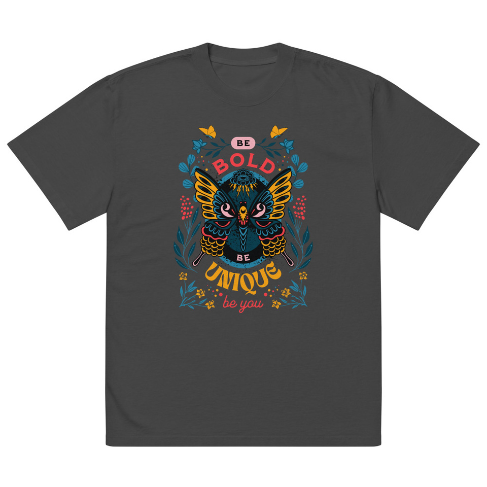 Be Bold Be Unique Oversized Faded T-Shirt