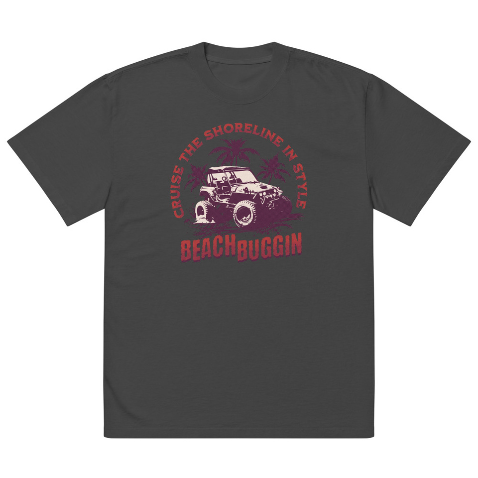BEACH BUGGIN Oversized Faded T-Shirt