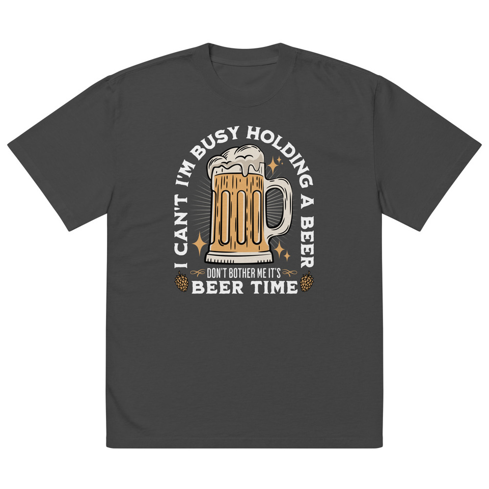Beer Time - Father's Day Oversized Faded T-Shirt