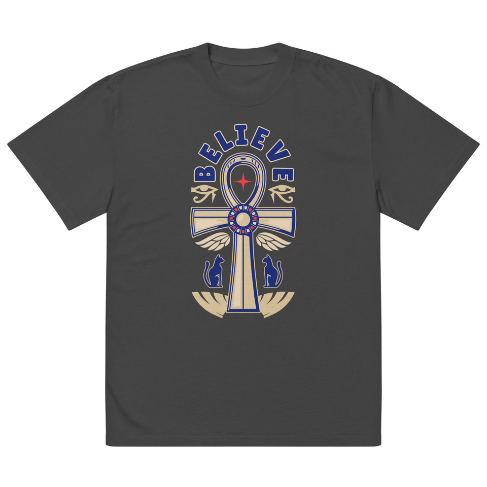 Believe  - Faith Symbol Oversized Faded T-Shirt