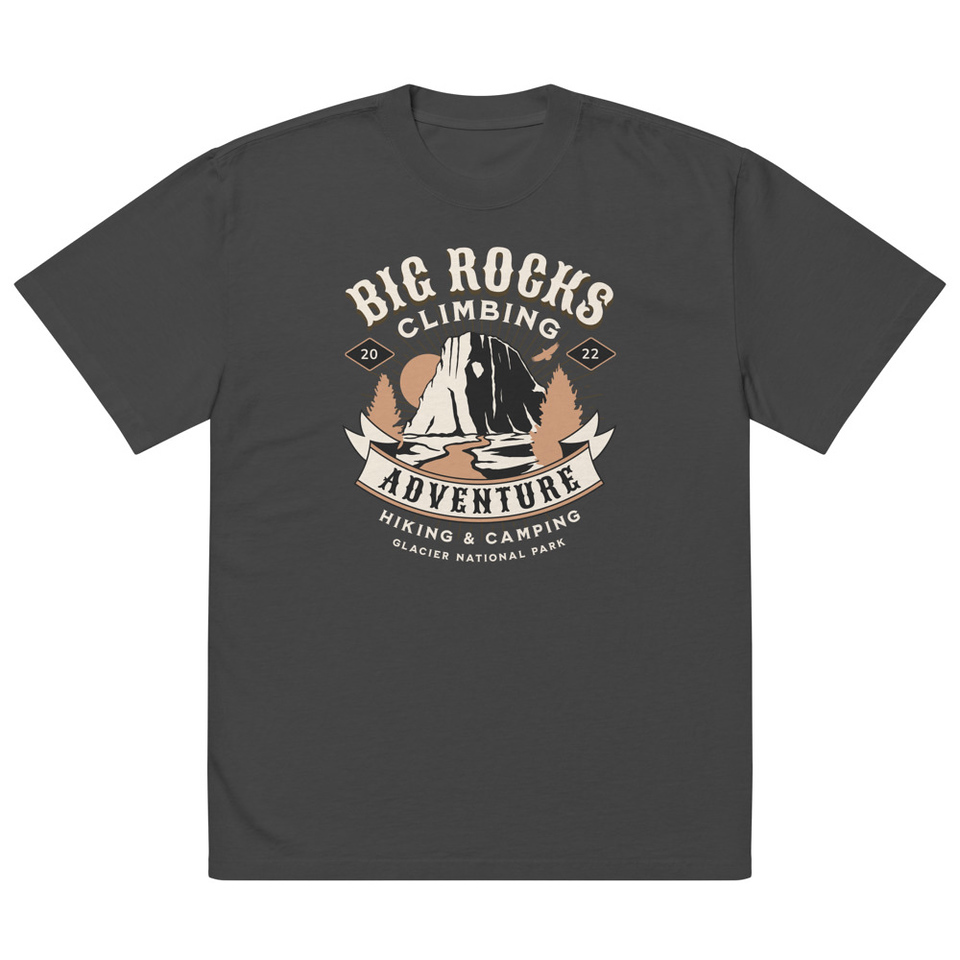 Big Rocks Climbing - Outdoor Adventure Oversized Faded T-Shirt