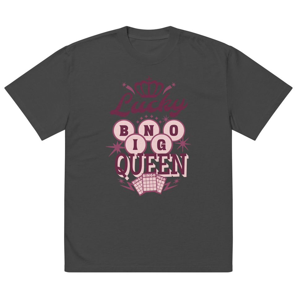 Bingo Queen - Retro Crown Oversized Faded T-Shirt