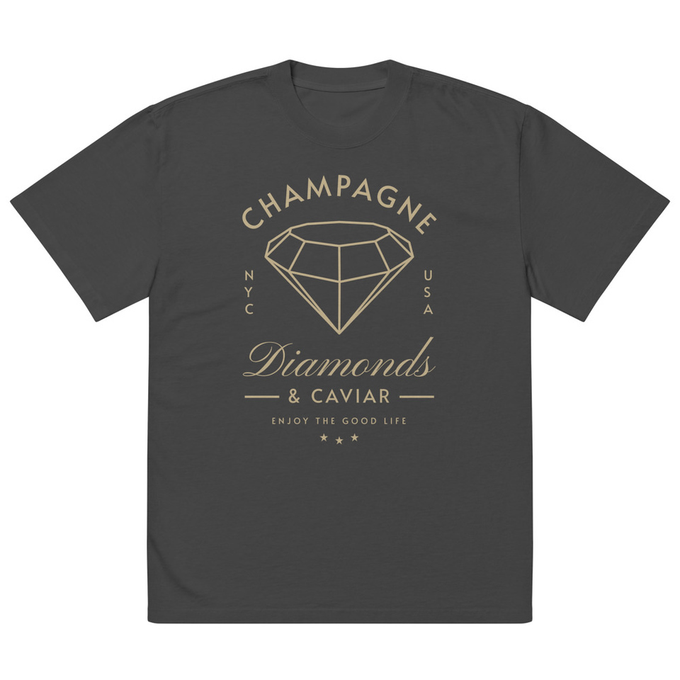 Black Diamonds - Elegant Oversized Faded T-Shirt