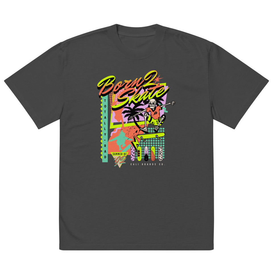 Born 2 Skate - Retro Skeleton Oversized Faded T-Shirt