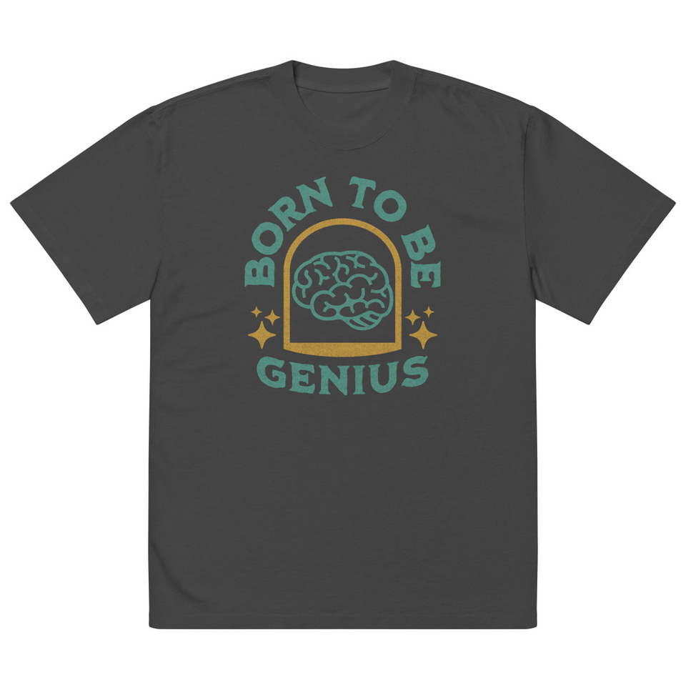 Born To Be Genius - Brain Oversized Faded T-Shirt