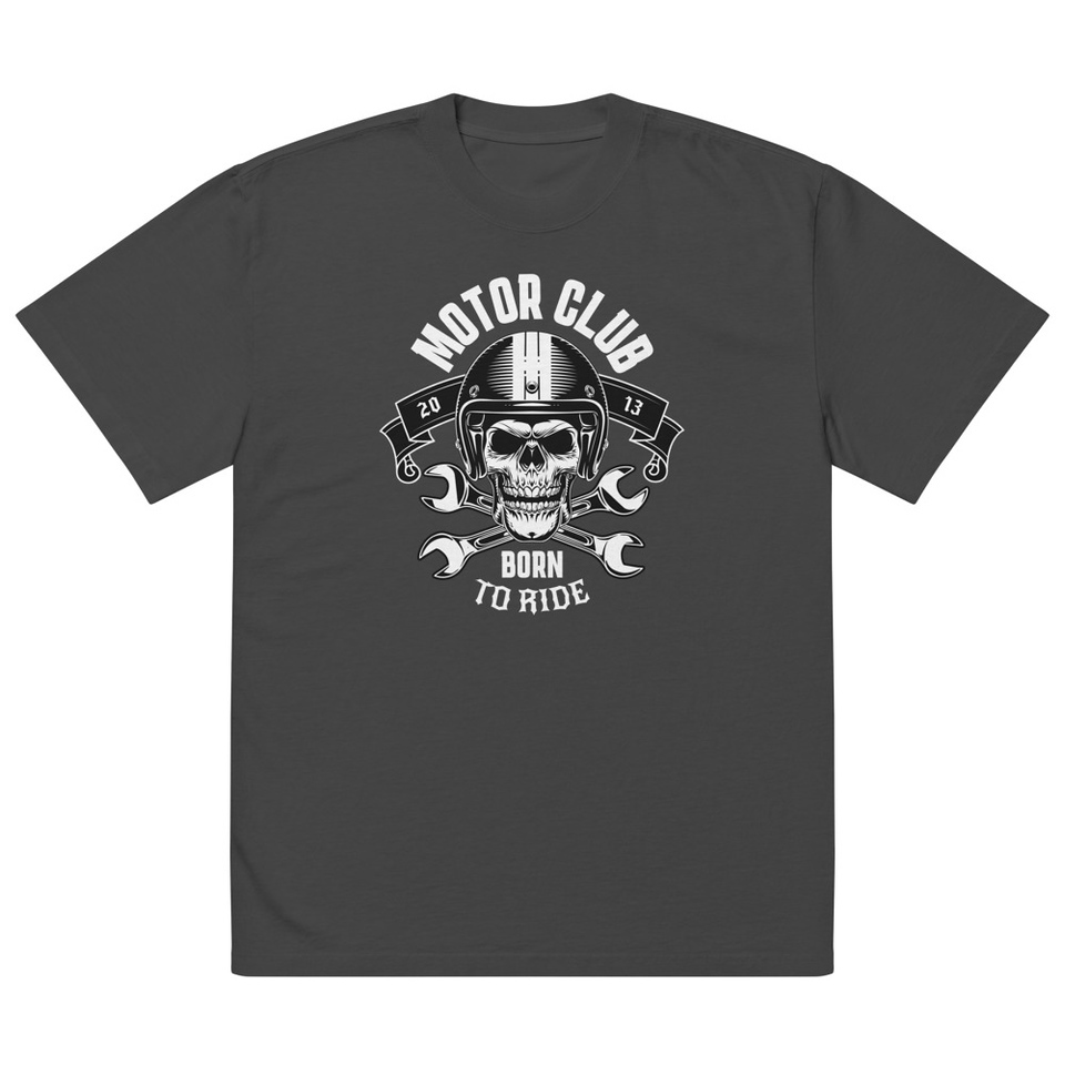 Born to Ride - Biker Club Skull  Oversized Faded T-Shirt