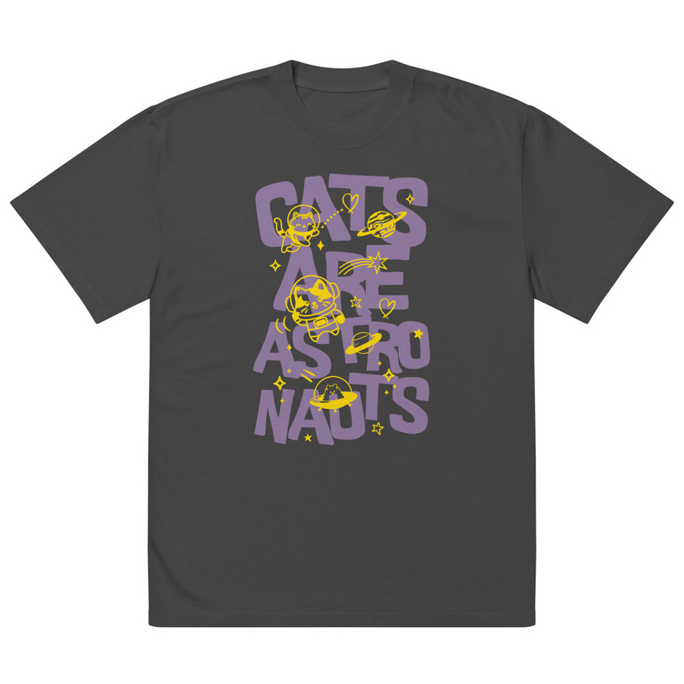 Cats are Astronauts Oversized Faded T-Shirt