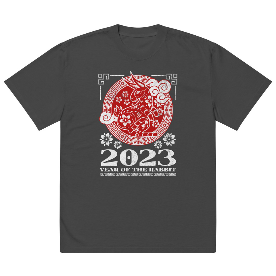 Chinese Lunar Year - Rabbit Oversized Faded T-Shirt