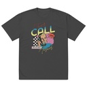 Classic Retro Illustrative Portrait Men Calling Oversized Faded T-Shirt
