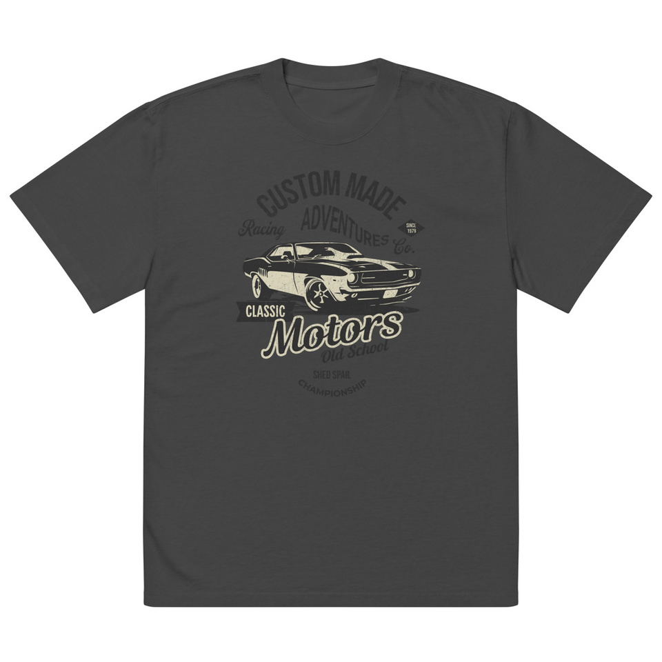 Custom Made Adventures Motors Old School Oversized Faded T-Shirt