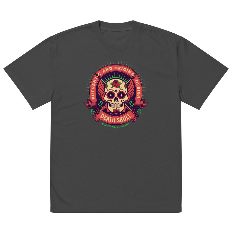 Death Skull - Badge  Oversized Faded T-Shirt