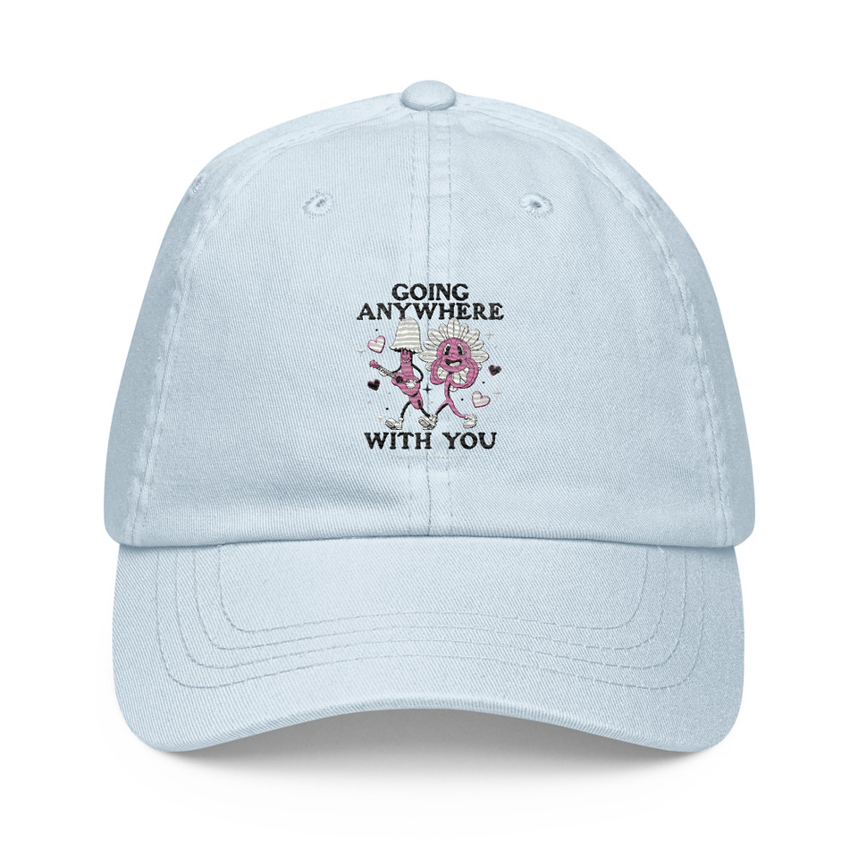 Anywhere With You - Typographic Cartoon Streetwear Pastel Baseball Hat